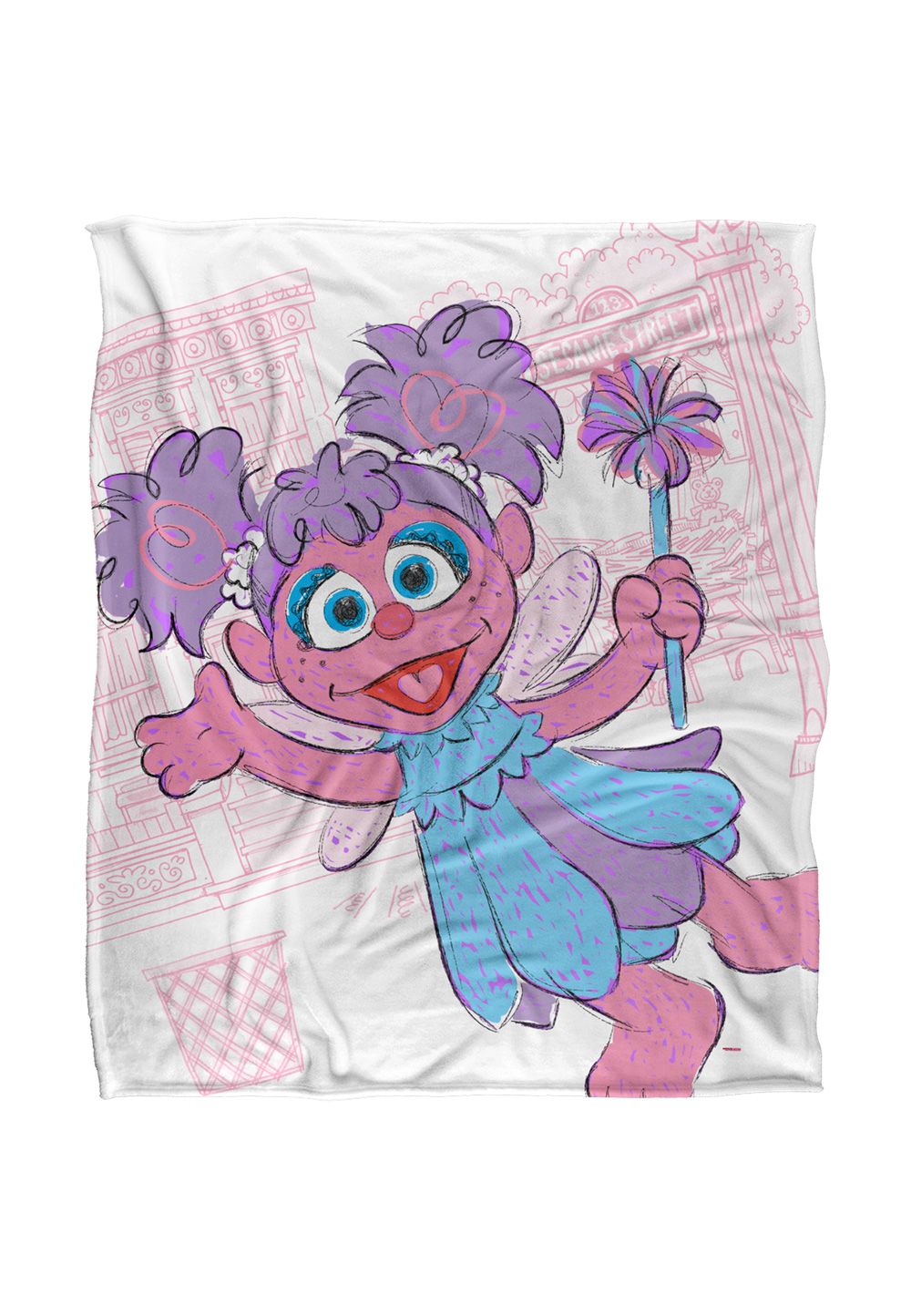 Sesame Street Big Abby On The Street Silky Touch Super Soft Throw Blanket 152 X 127 cm in White