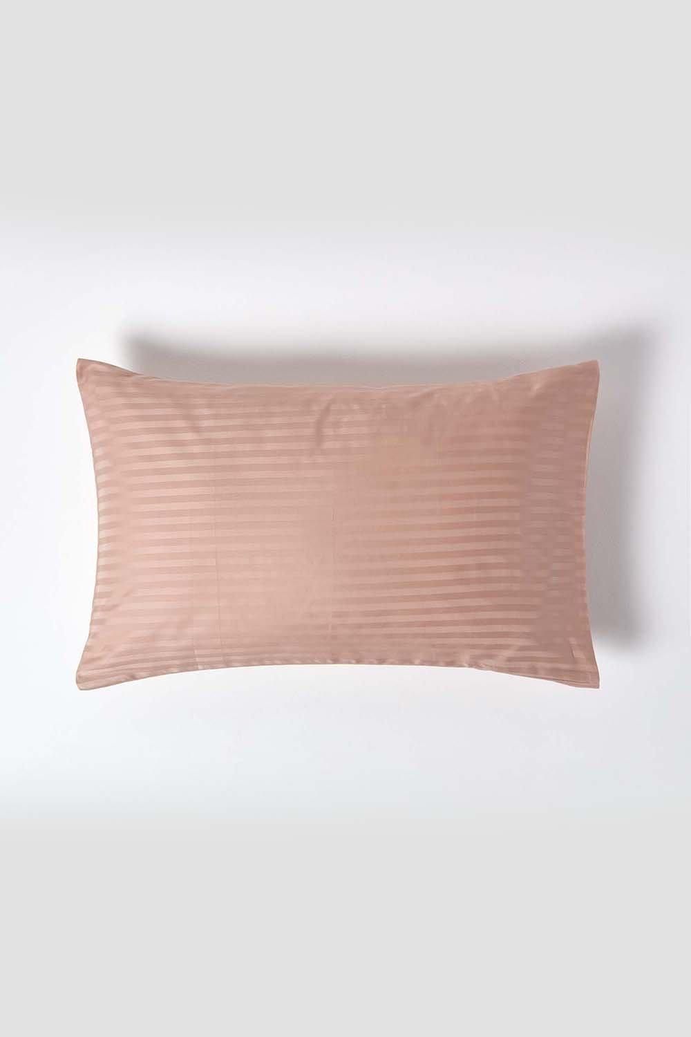 Homescapes Egyptian Cotton Satin Stripe Housewife Pillowcase 330 TC in Taupe
