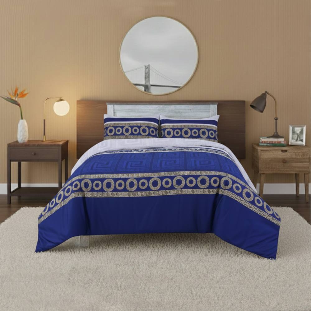 Snug City Greek Design Complete Bedding Set Duvet Cover Pillowcase Fitted Sheet
