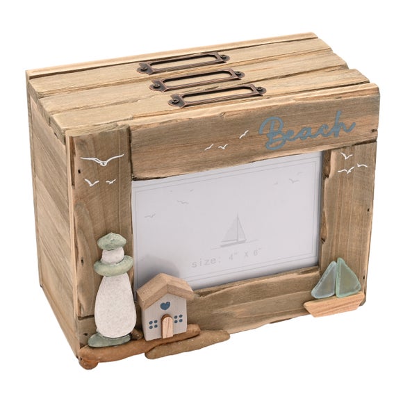 Love Life By The Sea Driftwood & Sea Glass Photo Box 6