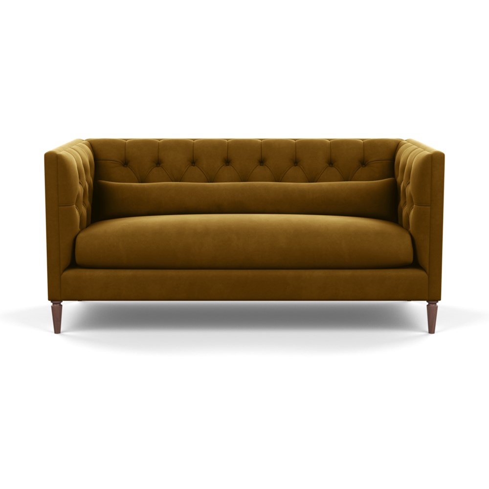 Heal's Balmoral 3 Seater Sofa Varese Velvet Olive Green Walnut Feet