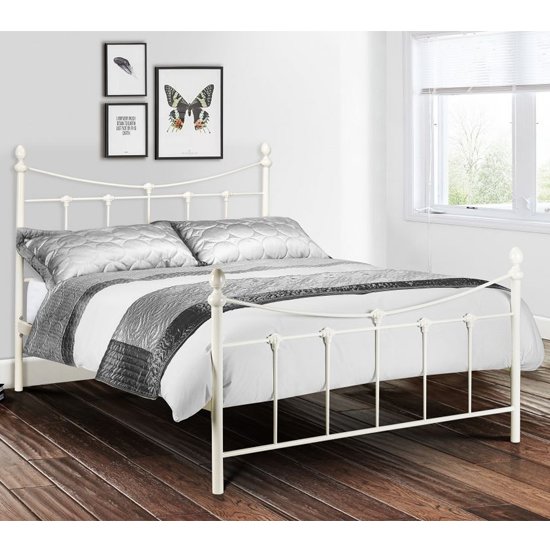 Rebecca Metal Single Bed In Stone White