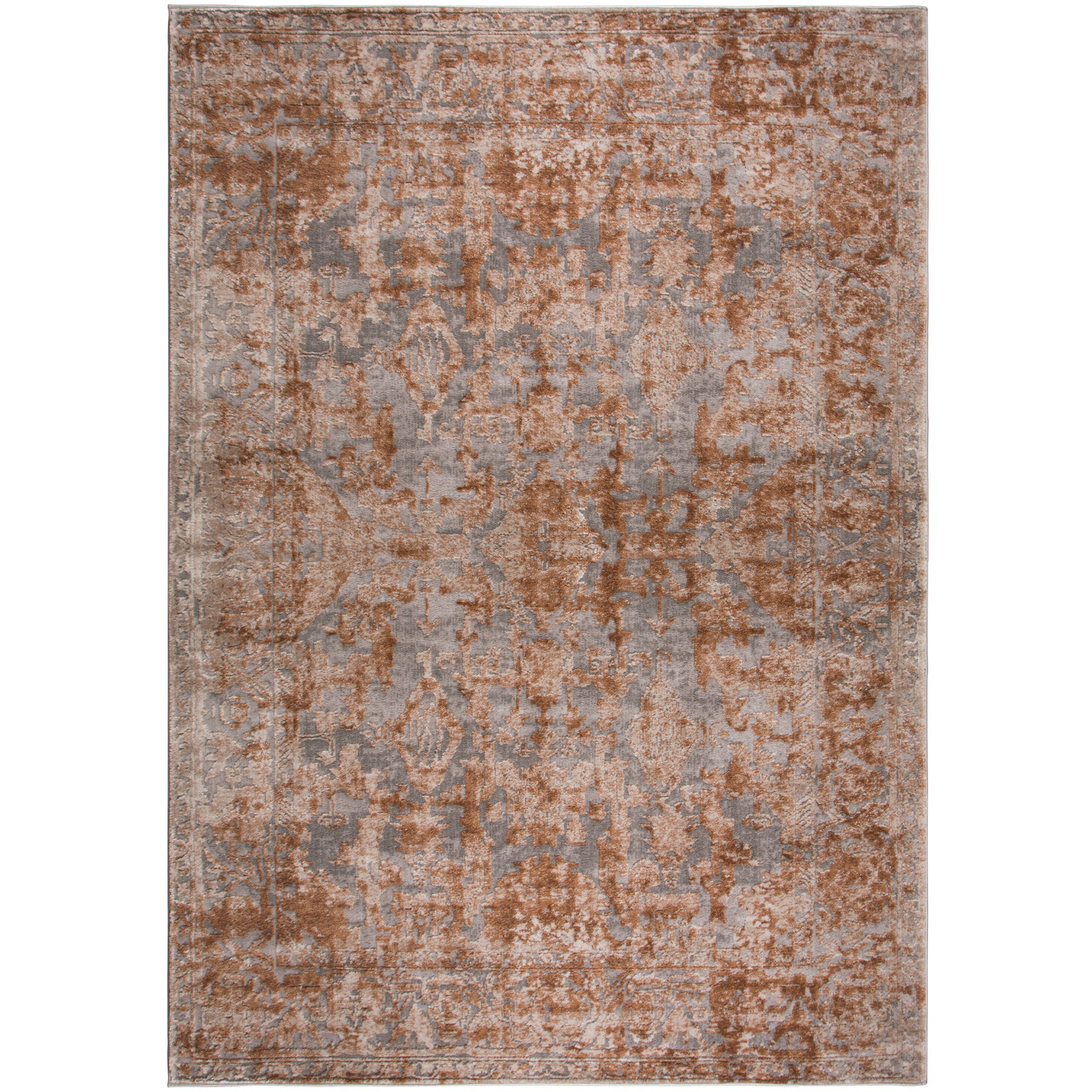 Reign Rust Traditional Rug Brown and Grey