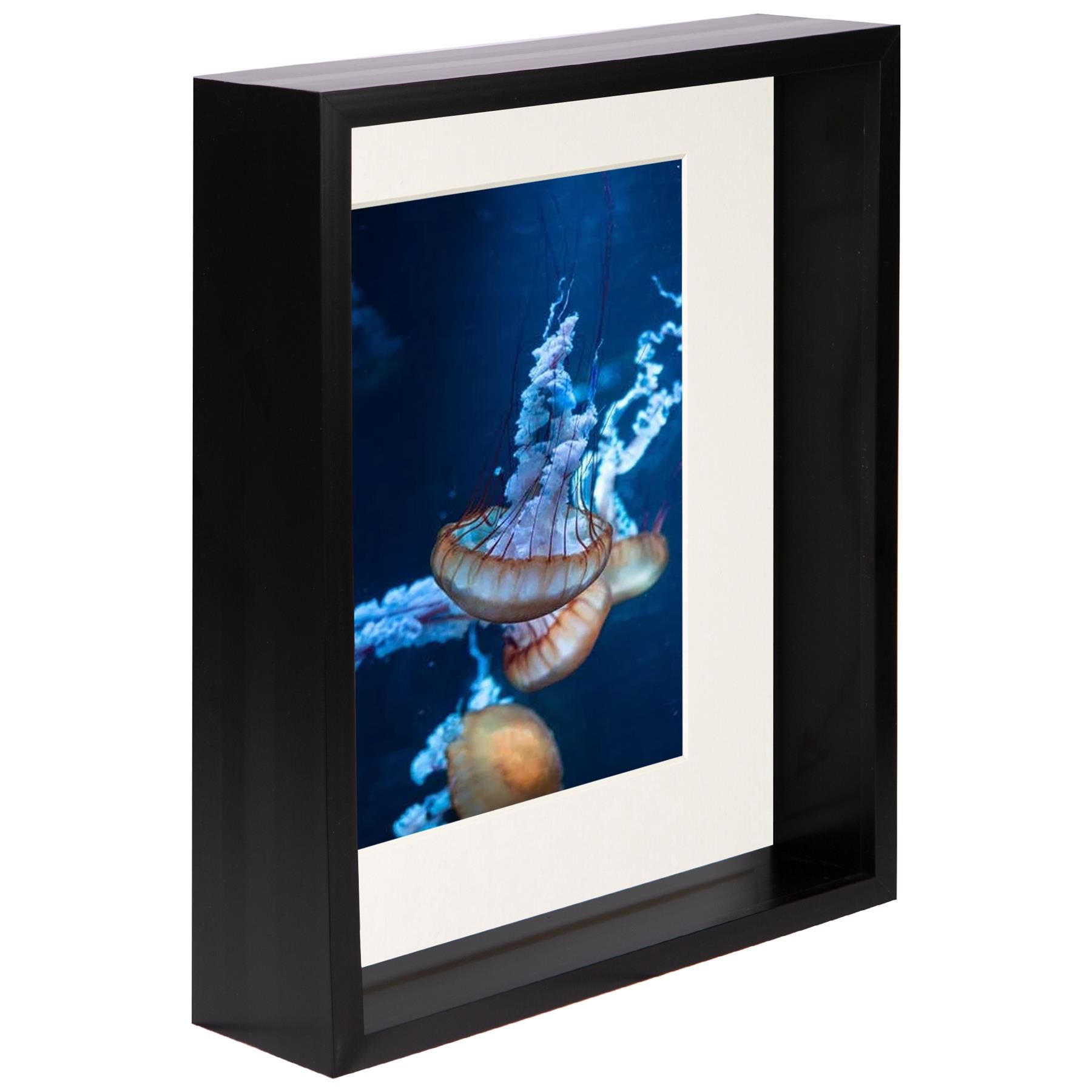 Nicola Spring 8" x 10" 3D Deep Box Photo Frame - 5" x 7" Mount - Black in Ivory