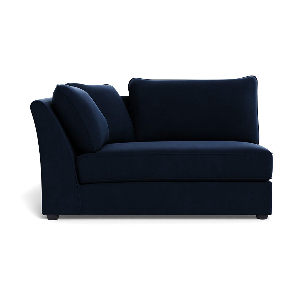 Heal's Tailor Large Curved Left Hand Facing Corner Unit Smart Velvet Dusk Black Feet