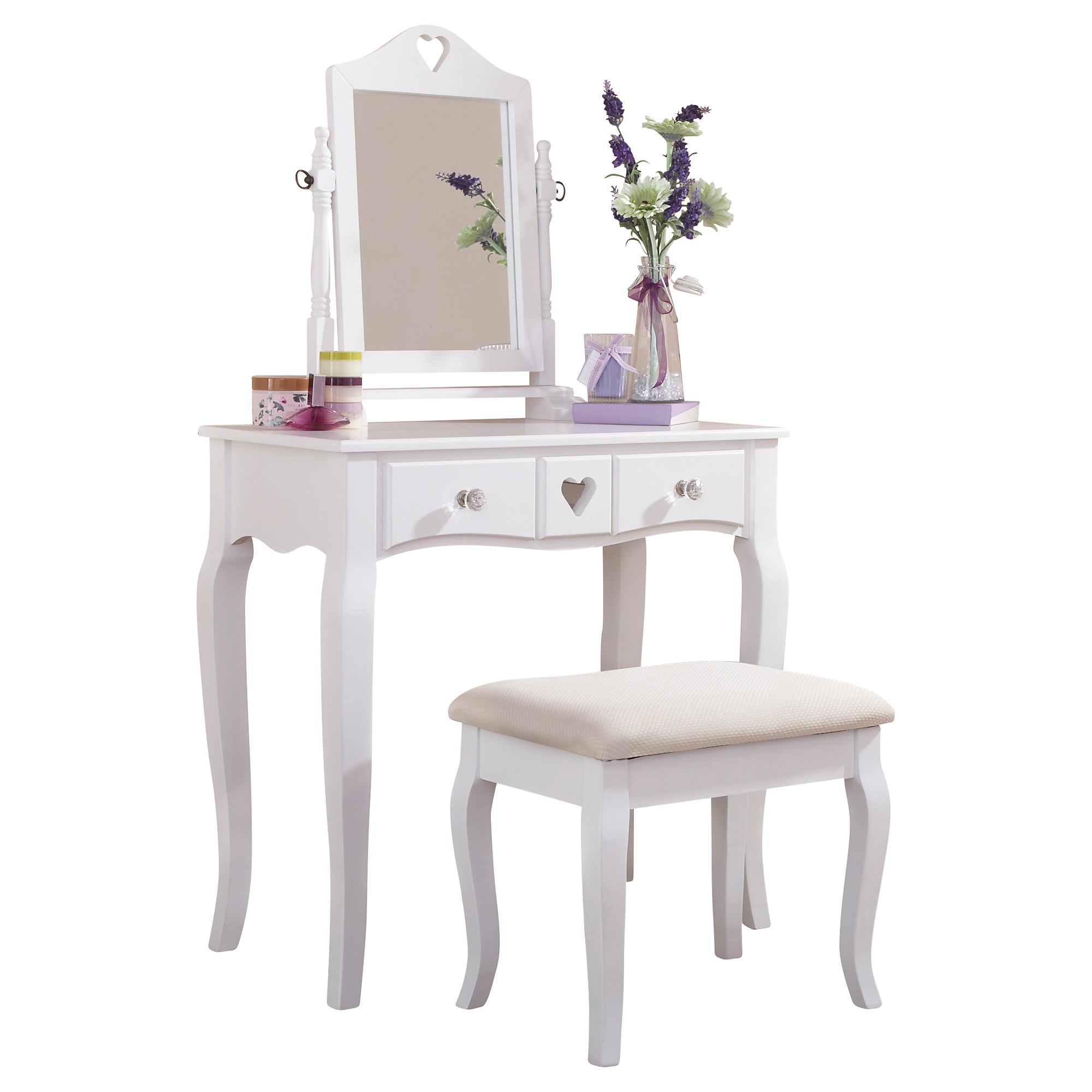 Heart Dressing Table Set White