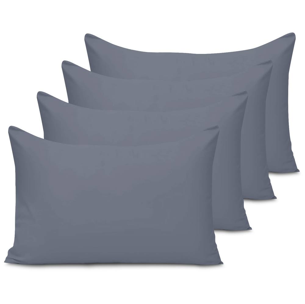 Grace Microfiber Pillow Cases Pack of 4 with Envelope Closure in Grey