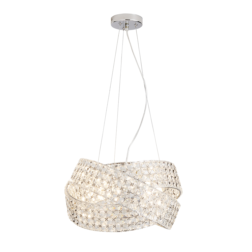 Cypress Crystal Rings Ceiling Pendant Light, Chrome