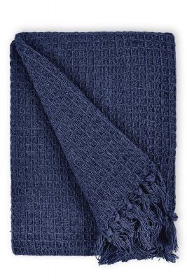 New Edge Blinds Waffle Collection Cotton Throw in Blue