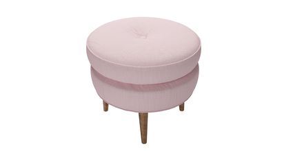 Felix Round Footstool in Powder Pink Brushed Linen Cotton - sofa.com
