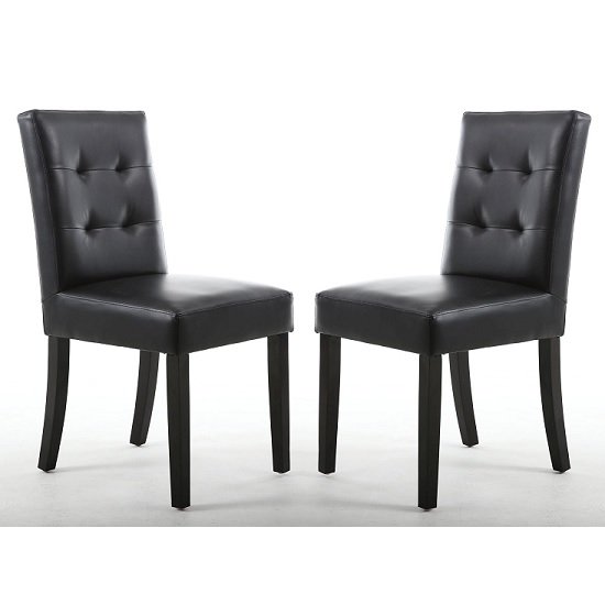 Artois Dining Chair In Black Matt Bonded Leather With Brown Legs