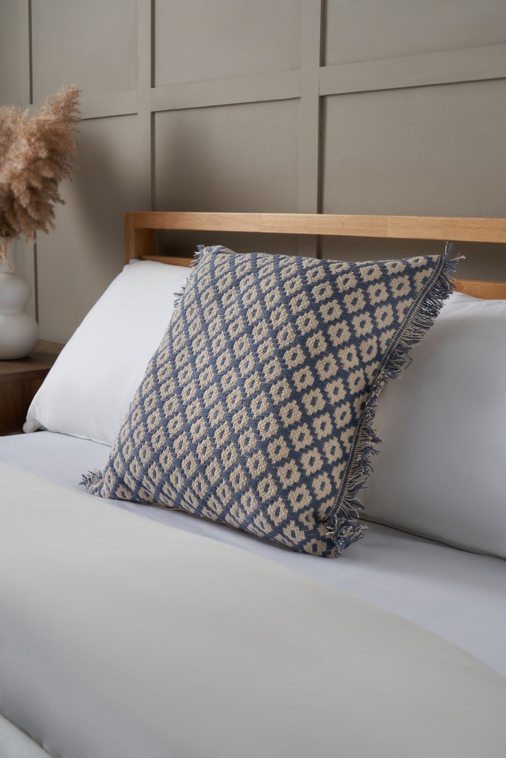 BHS Loft Diamond Cushion in Blue