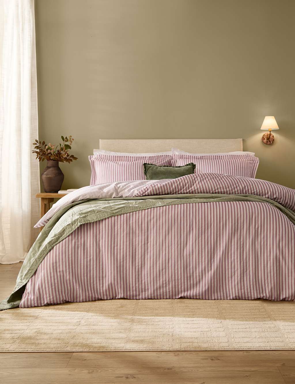 YARD Pure Cotton Hebden Stripe Bedding Set Pink Mix