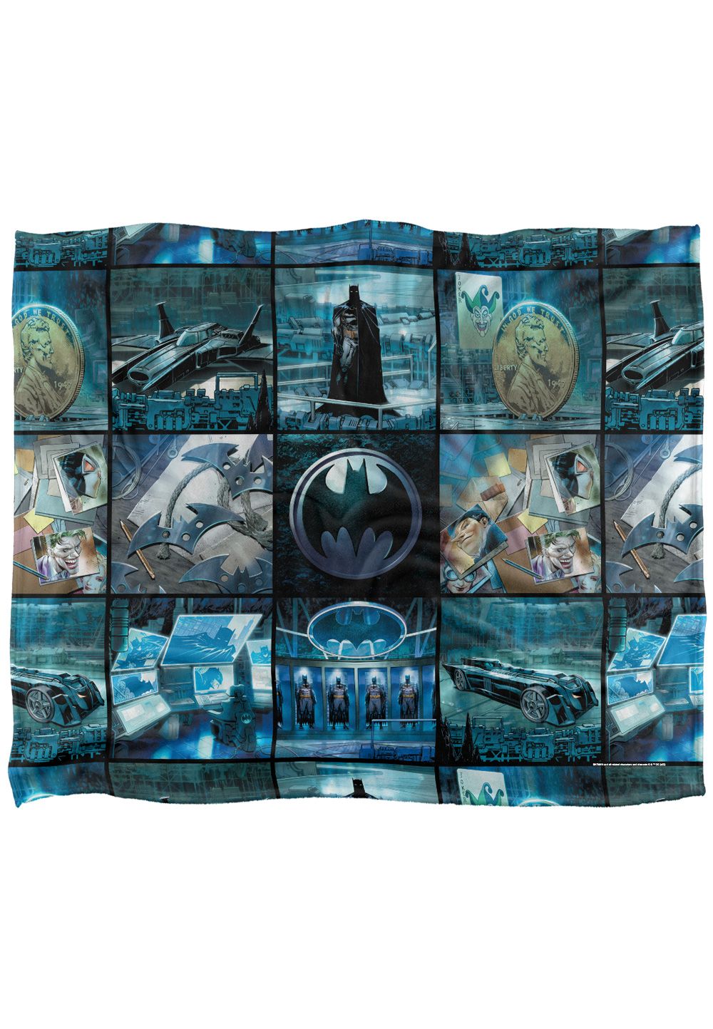 Batman Blanket, 152x127 cm, Batcave Tiles Silky Touch Super Soft Throw Blanket in White