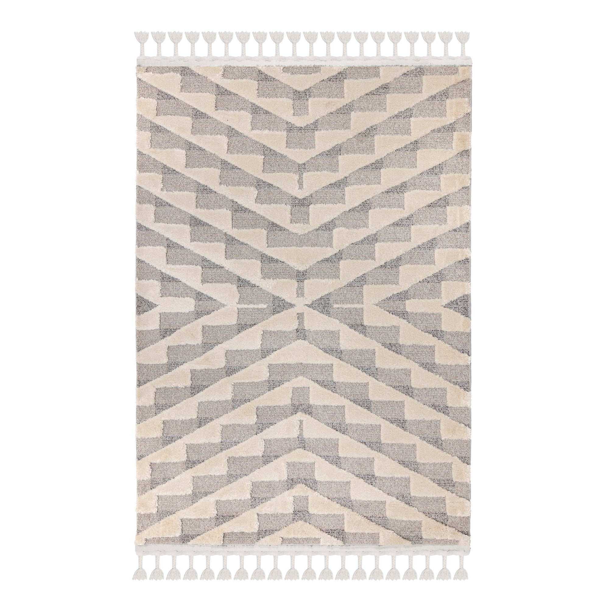Hampton Geometric Rug Grey and Beige