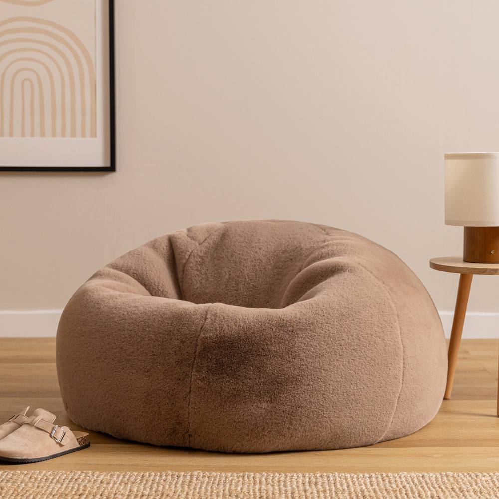 icon Kingston Faux Fur Classic Dome Bean Bag in Brown