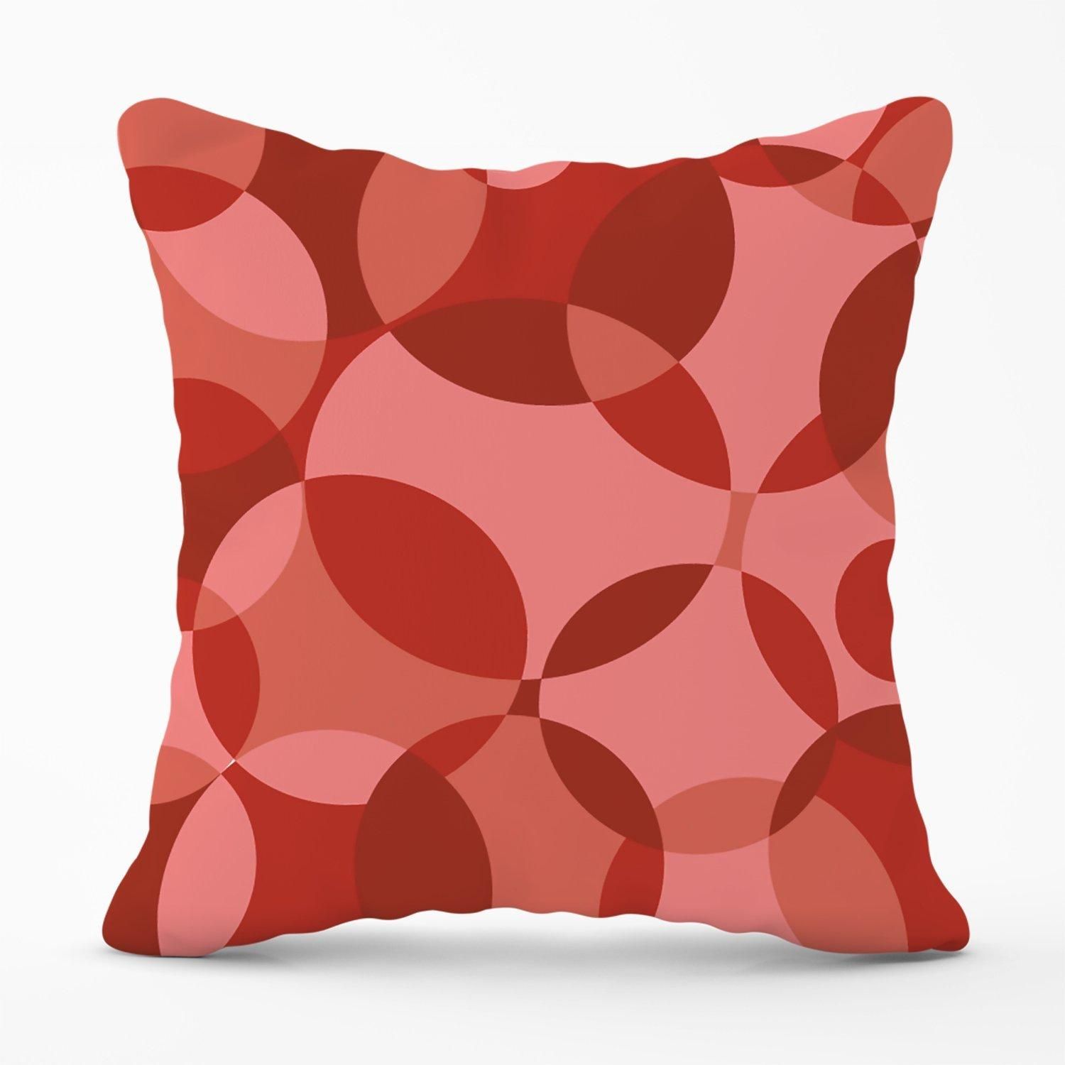 Warren Reed - Designer Red Circle Pattern Outdoor Cushion