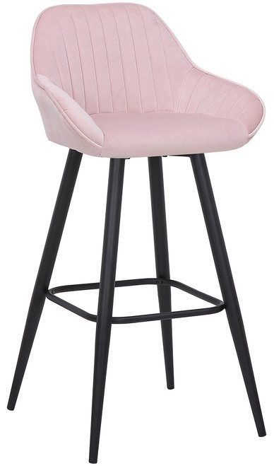 netfurniture Vulune Bar Stool Matt Velvet Seat - Pink