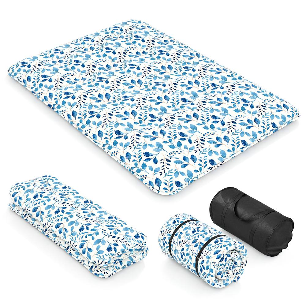 Costway Japanese Floor Mattress Roll up Futon Tatami Mat W/ Washable Cover in Blue