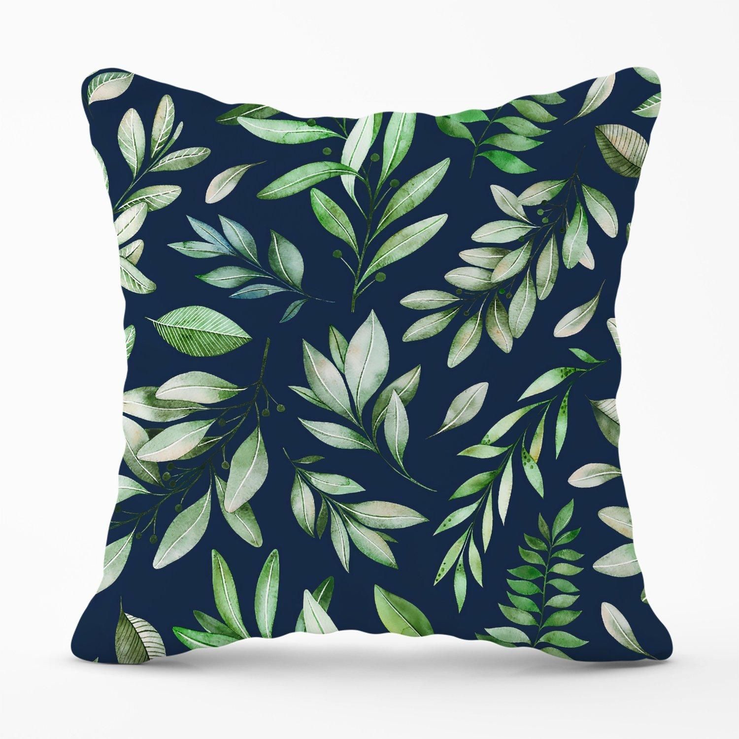 Warren Reed - Designer Watercolor Leaves Outdoor Cushion in Green