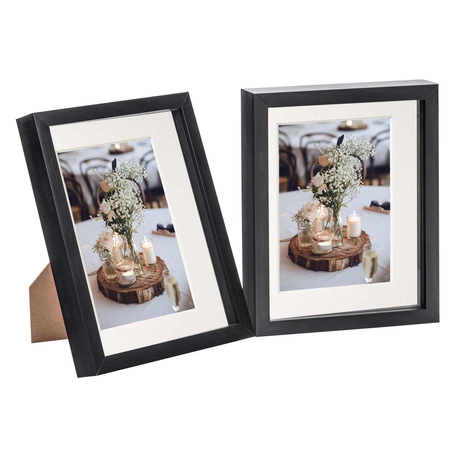 Nicola Spring 3D Box Photo Frames - 8 x 10" with 5 x 7" Mount - Black Mount - Pack of 2