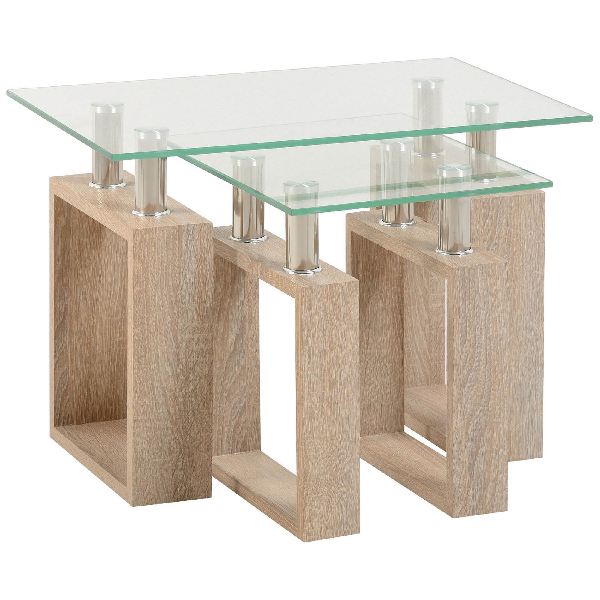 Milan Glass Top Nest of Tables Natural