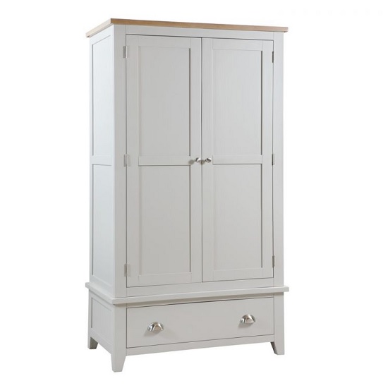 Bohemia Wooden Wardrobe In Grey With 2 Doors And 1 Drawer