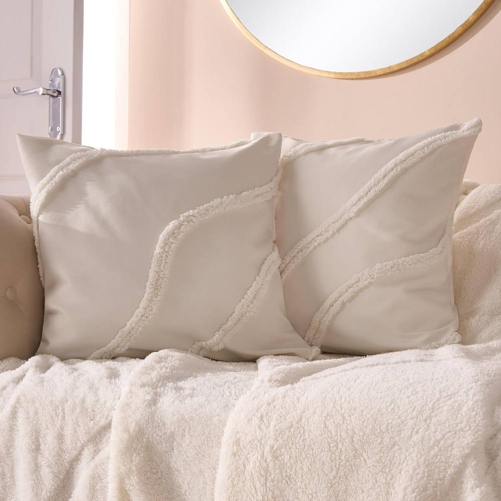 OHS 2 x Tufted Contour Cushion Cover Luxury Modern in Ivory