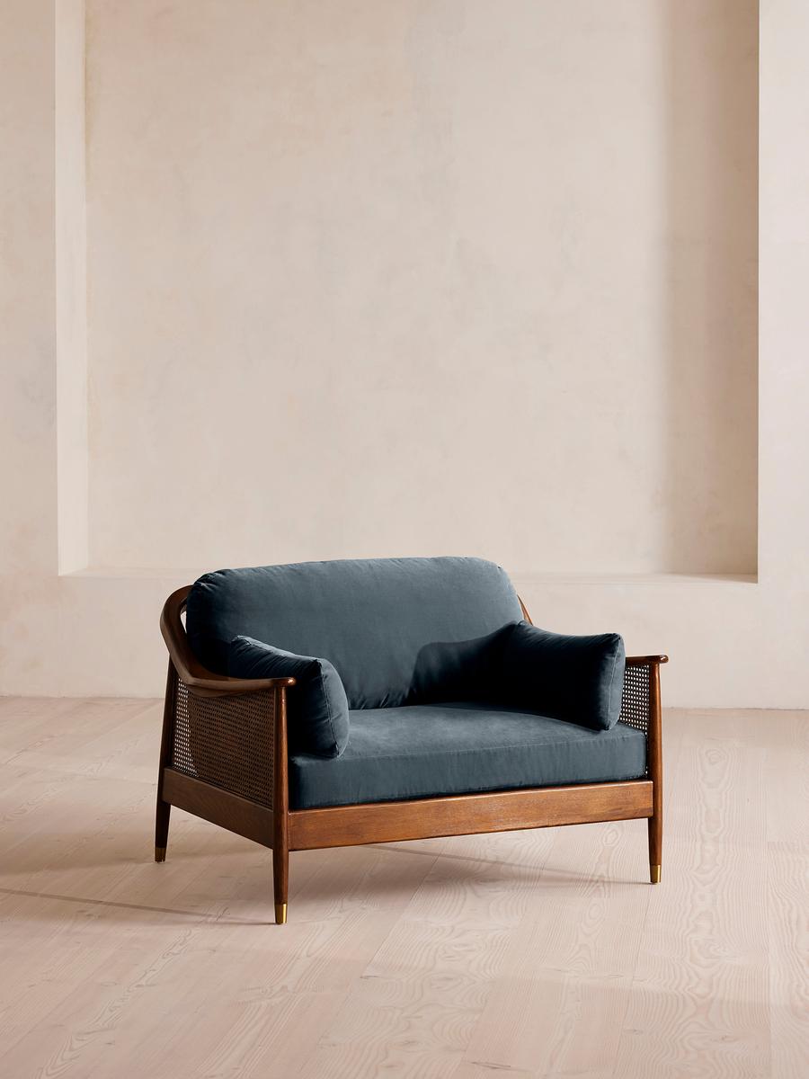 Atlanta Loveseat, Velvet, Grey Blue