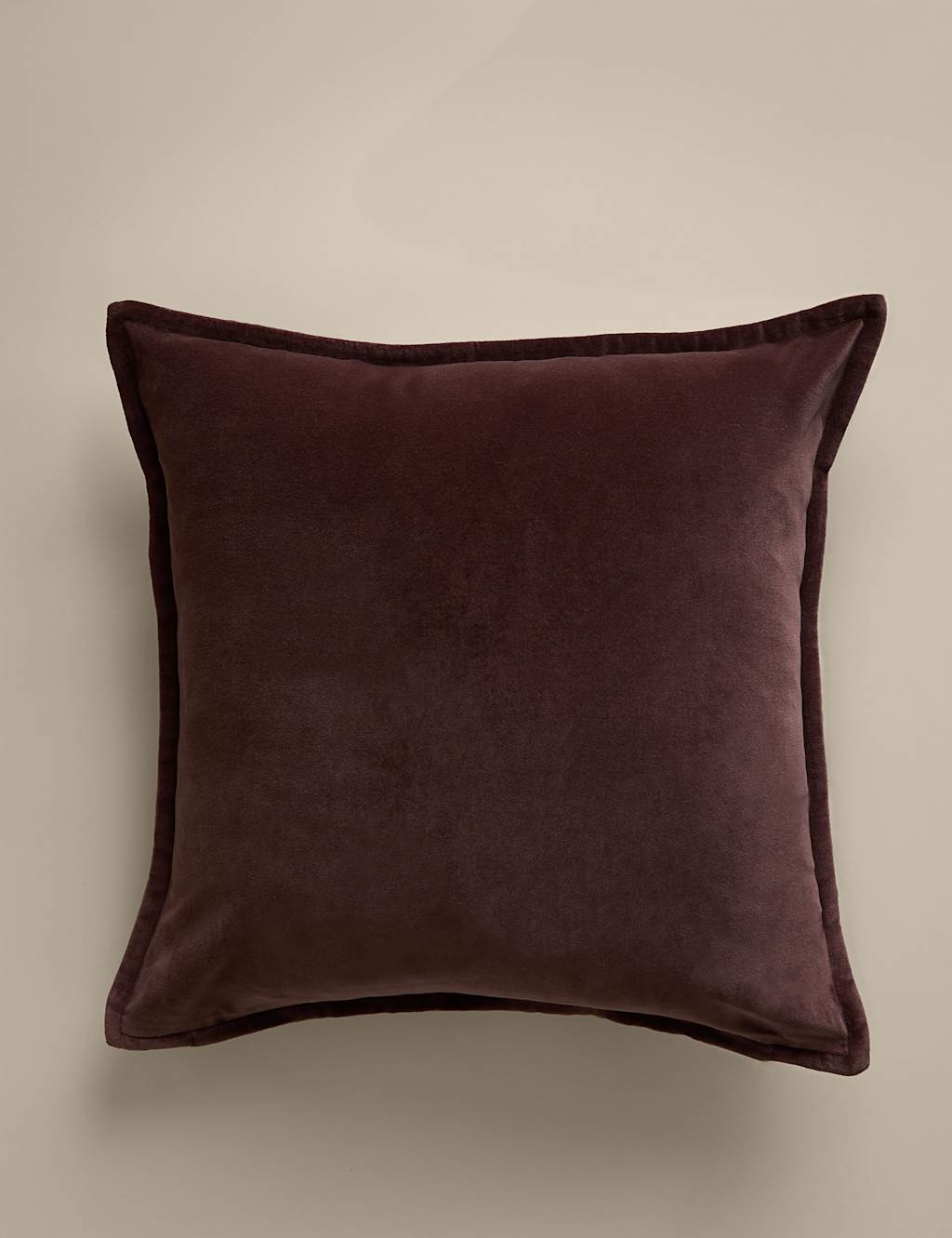 M&S Pure Cotton Velvet Cushion Cover Aubergine