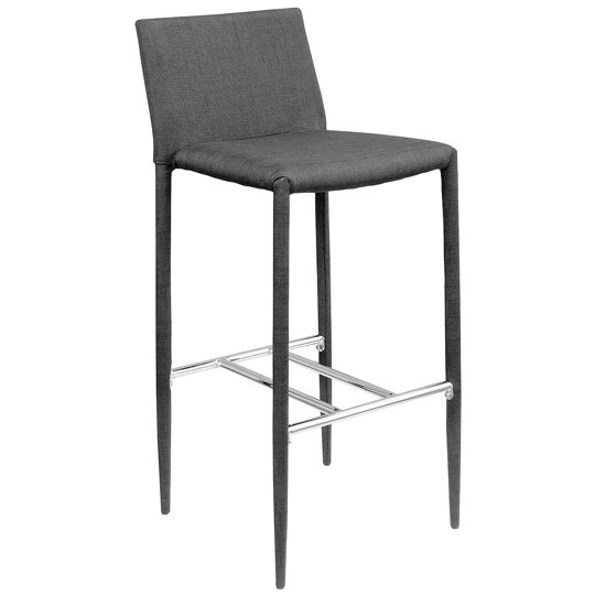 Selina Black Fabric Bar Stool With Chrome Footrest
