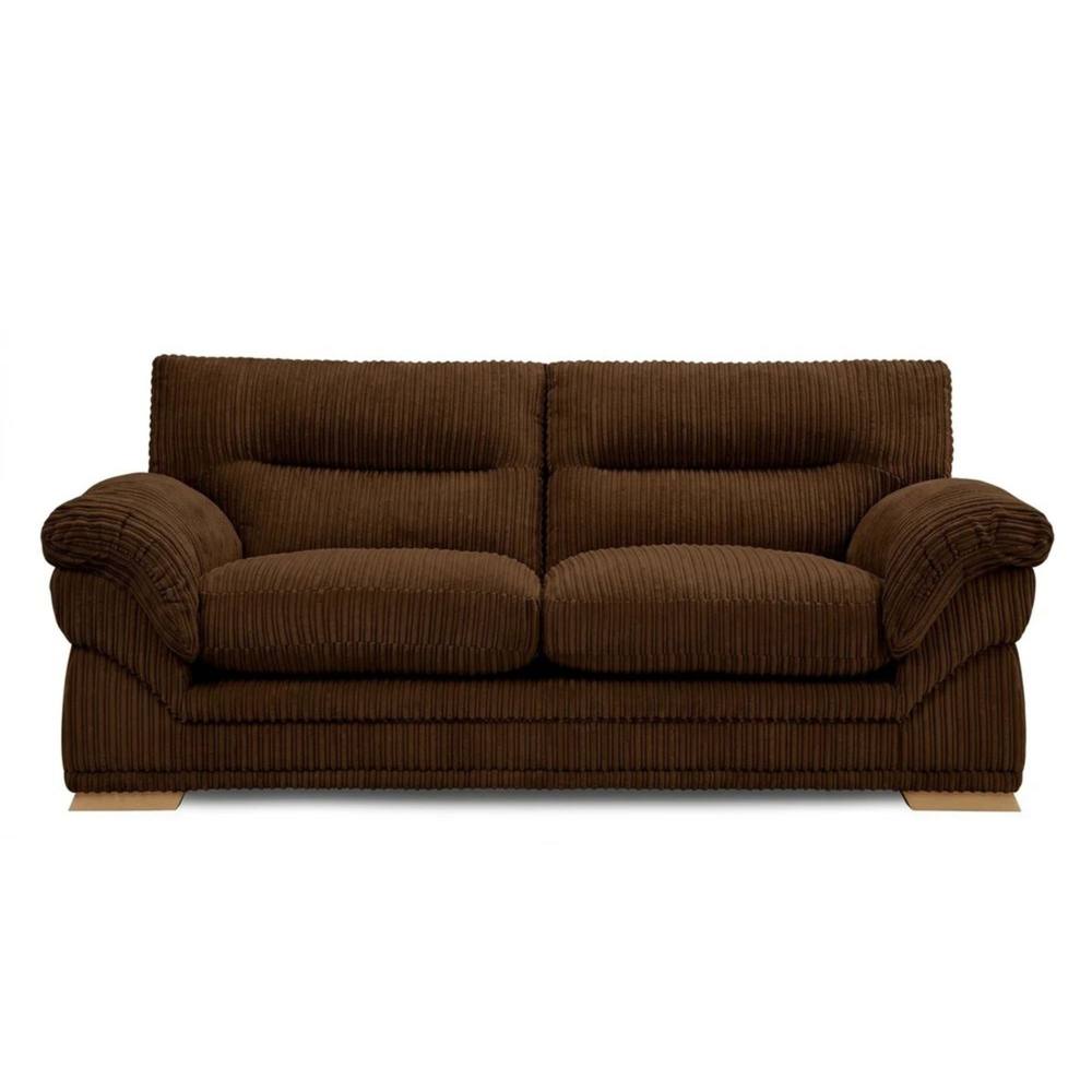 Bliss Furniture Amalfi 3 Seater Claude Sofa Modern Plush Fabric in Brown
