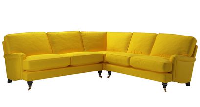 Bluebell Asym. Crn: LHF 2.5 Seat w RHF 2 Seat in Canary Cotton Matt Velvet - sofa.com
