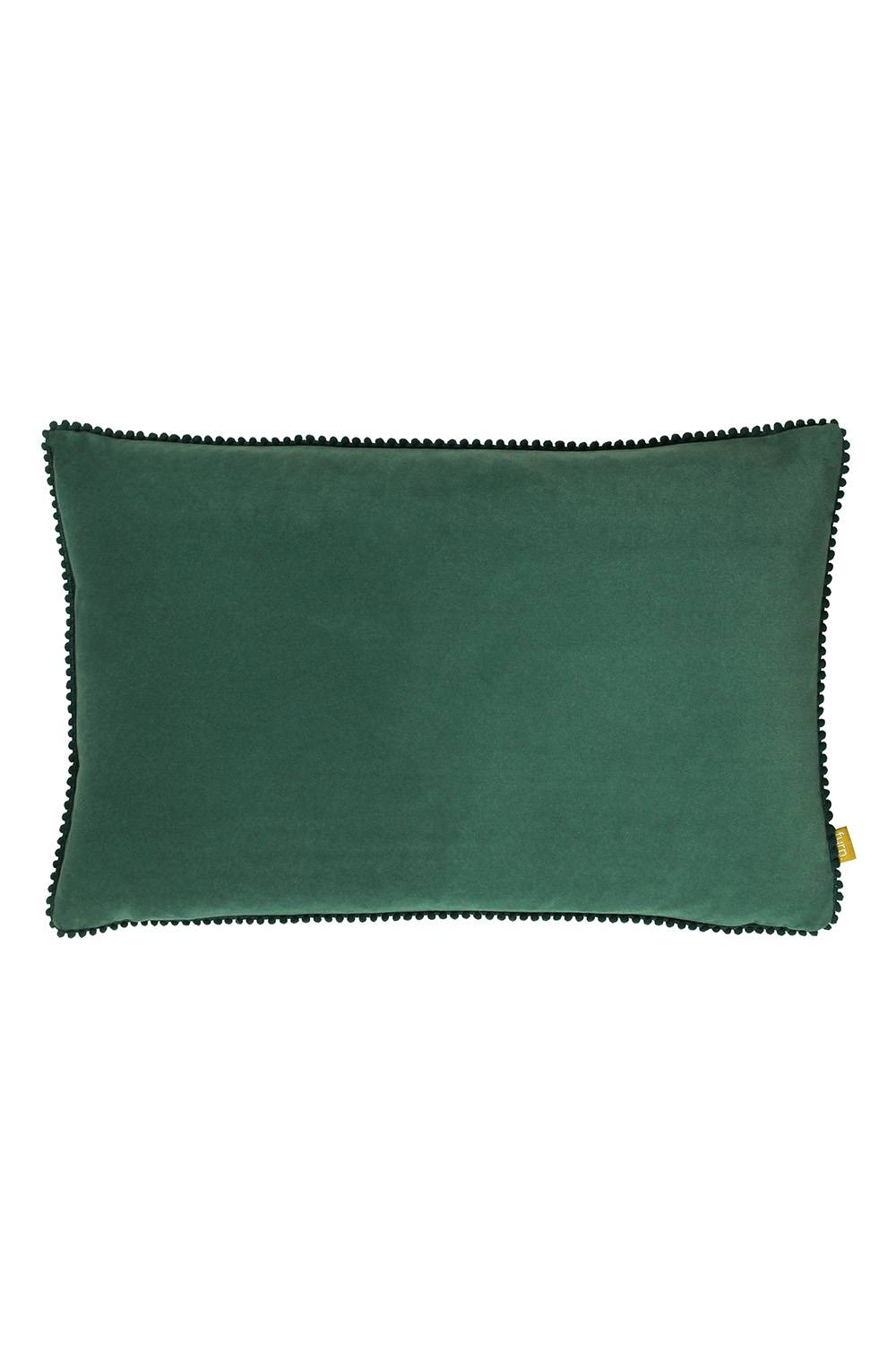 Furn Cosmo Soft Velvet Pom Pom Trimmed Cushion in Aqua