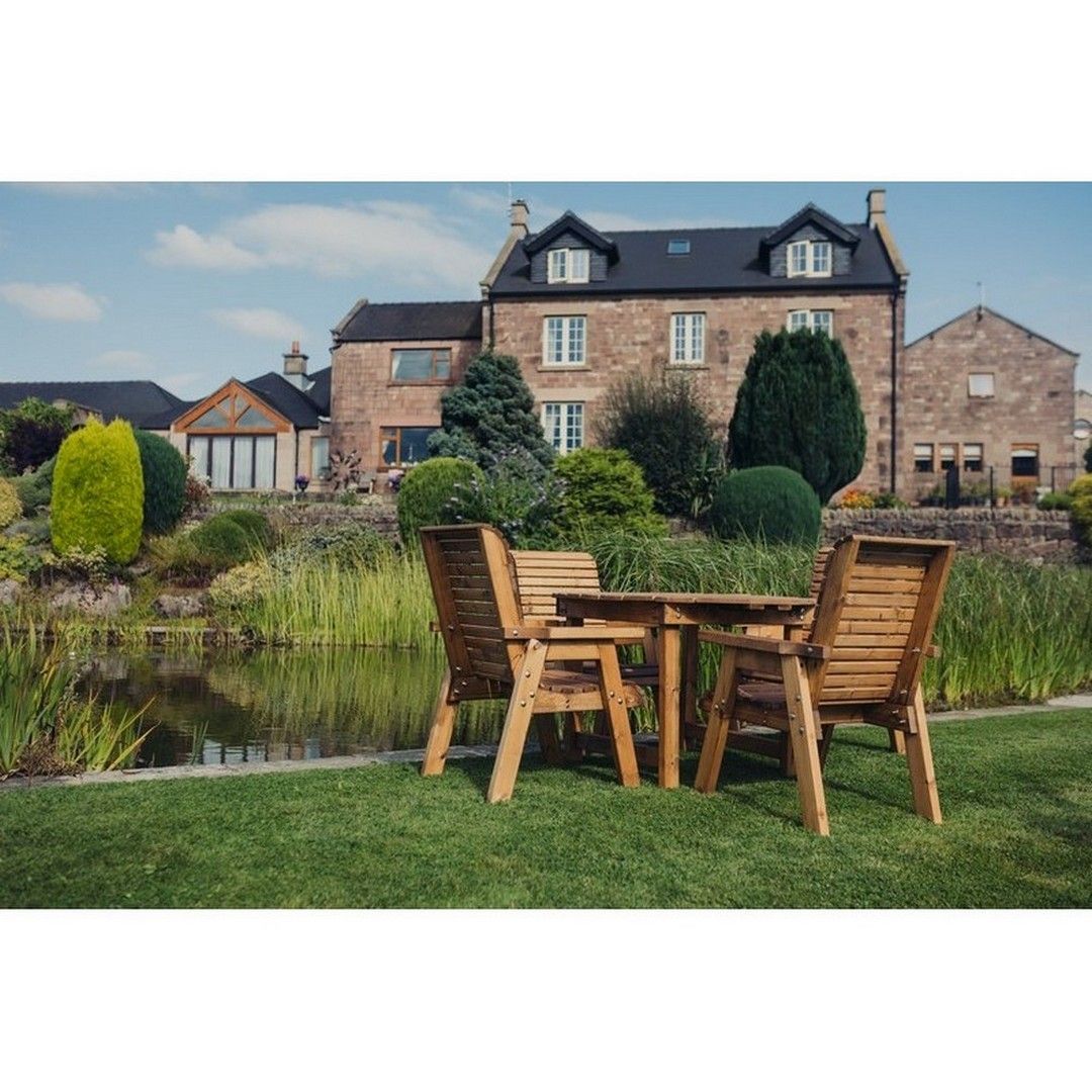 Churnet Valley Garden Furniture Ltd Valley Round 4XC Set - Min. Assembly Required - Set of Cushions Inc in Brown 4