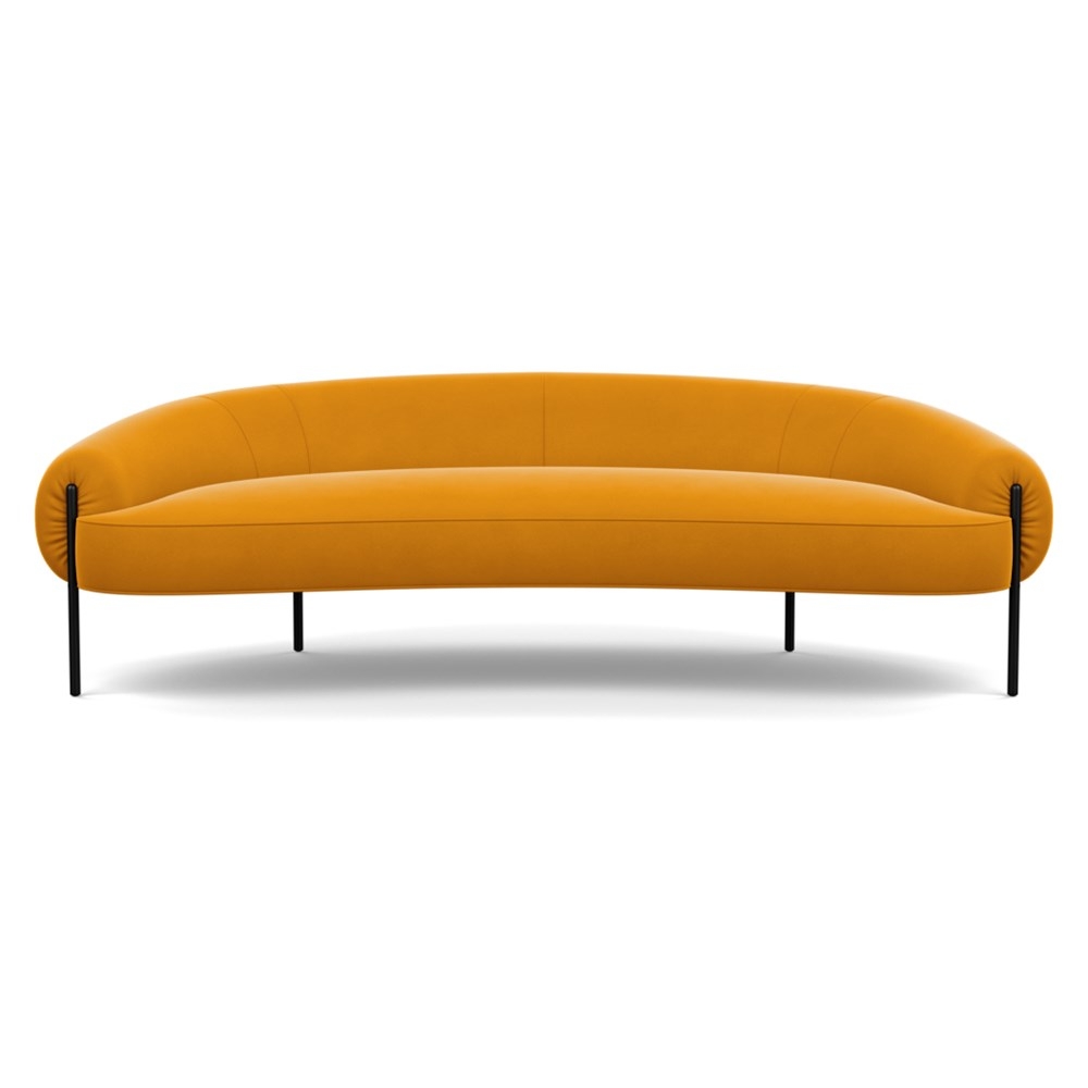 Heal's Isola 3 Seater Sofa Nobilis Velvet Mustard Black Feet