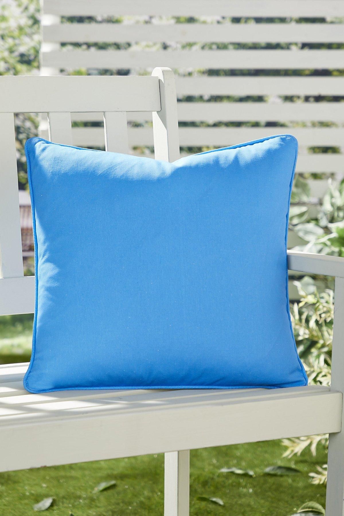 Fusion 'Plain Dye' Water & UV Resistant Filled Cushion in Blue