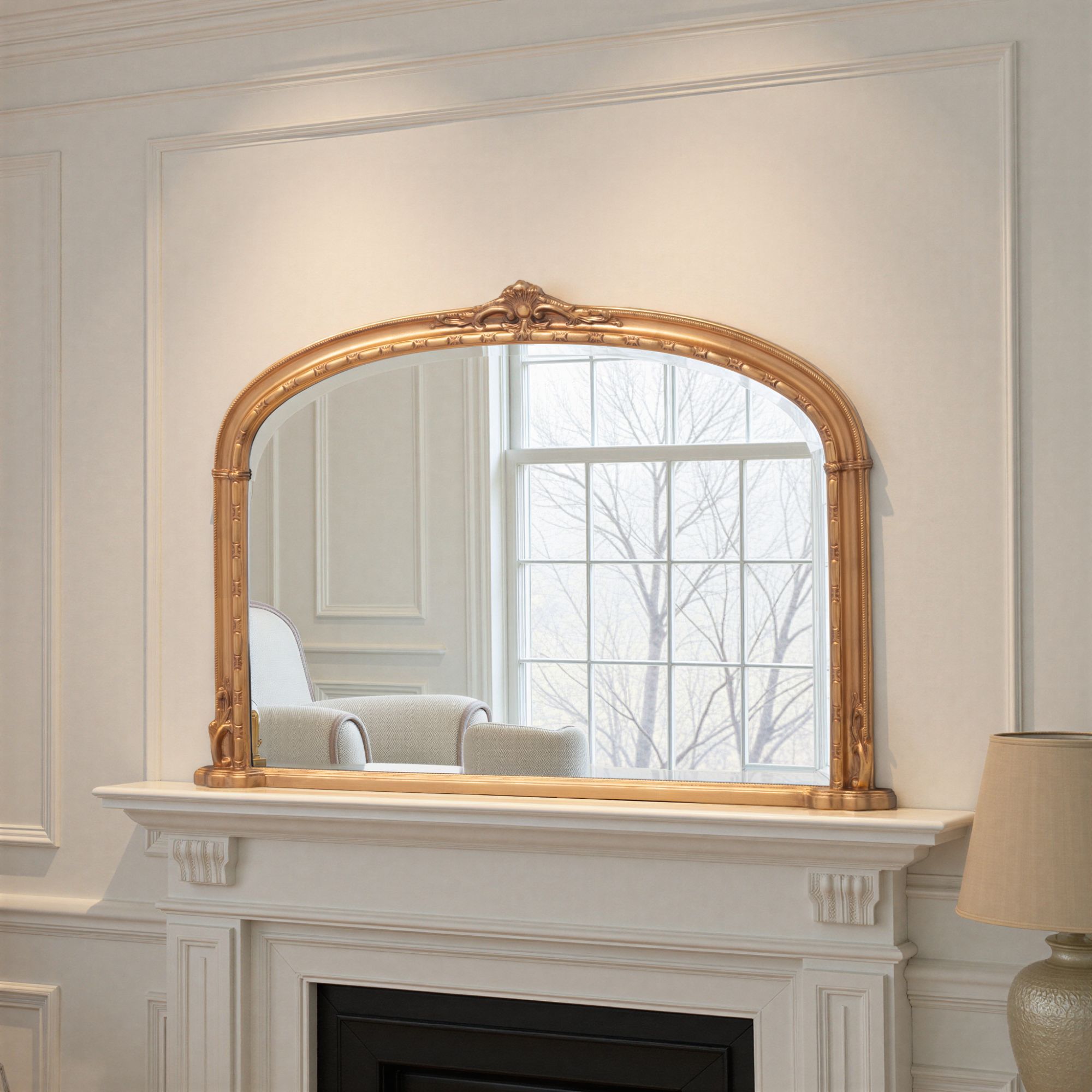 Yearn Mirrors Overmantle Mirror Arched 127(w) x 89cm(h) Victorian Mirror in Gold 3