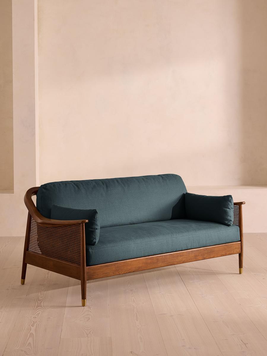 Atlanta Three Seater Sofa, Linen, Prussian Blue