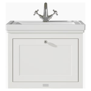 Bayswater Hartleigh Pointing White Traditional Wall Hung Vanity Unit & 1 Tap Hole Traditional Recessed Basin - 600mm