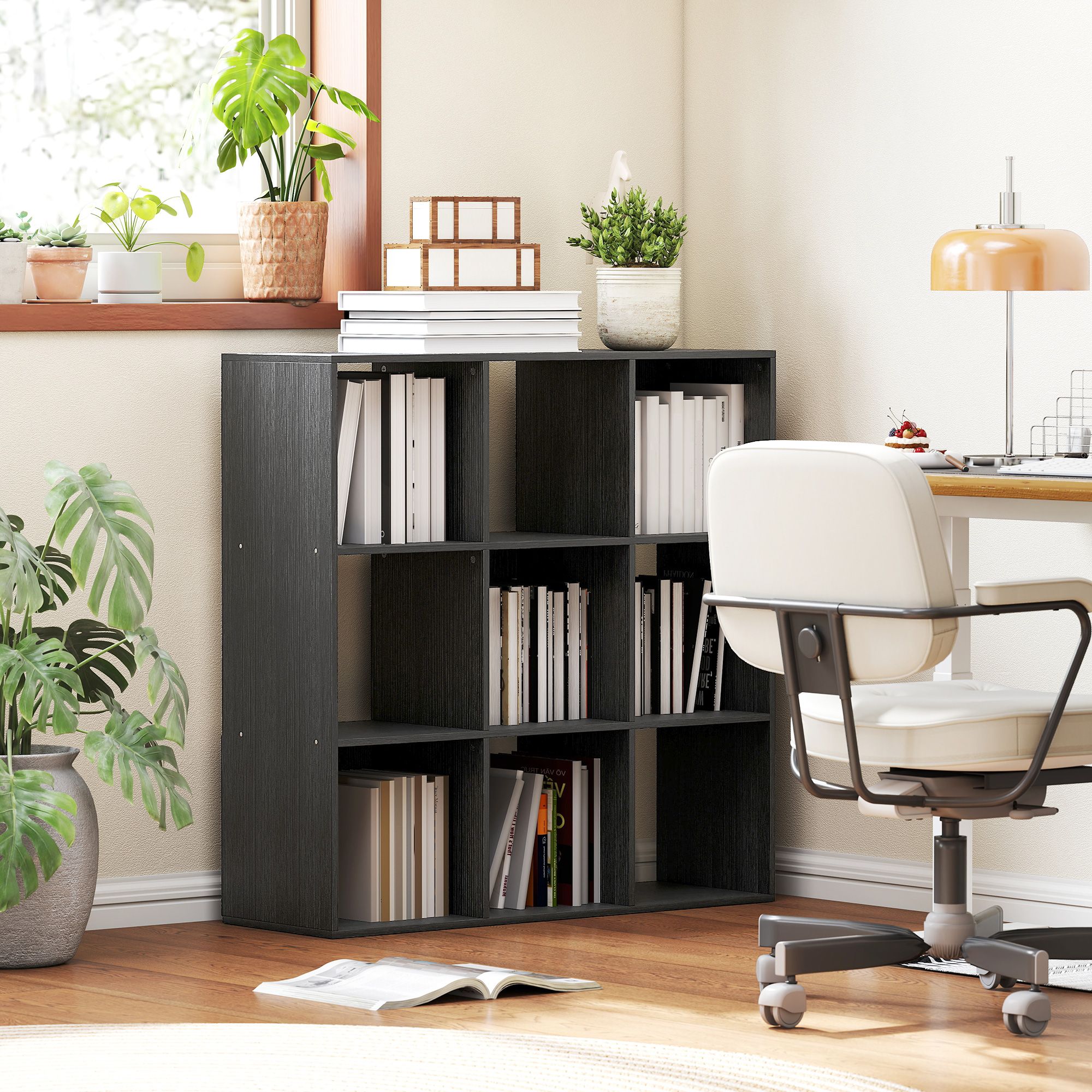 HOMCOM 9 Cube Storage Unit Cabinet Bookcase Display Shelves in Black
