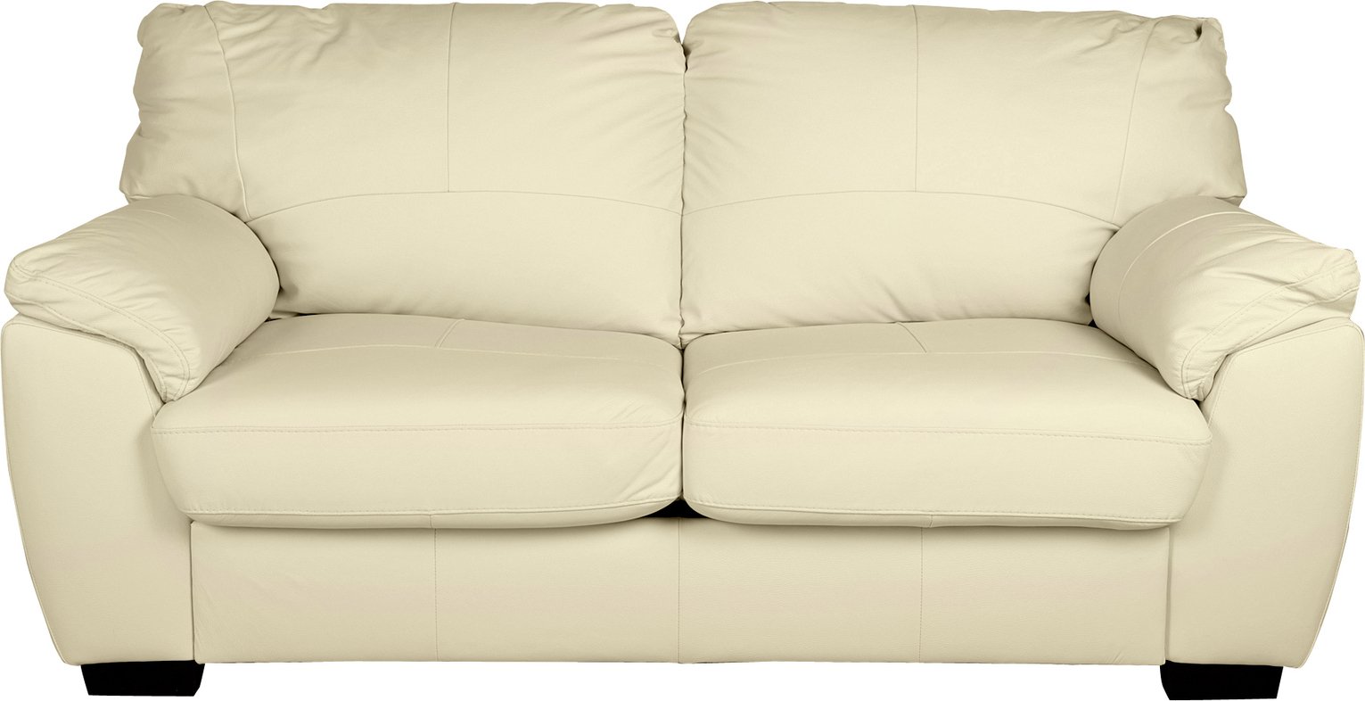 Argos Home Milano 2 Seater Leather Sofa Bed - Ivory