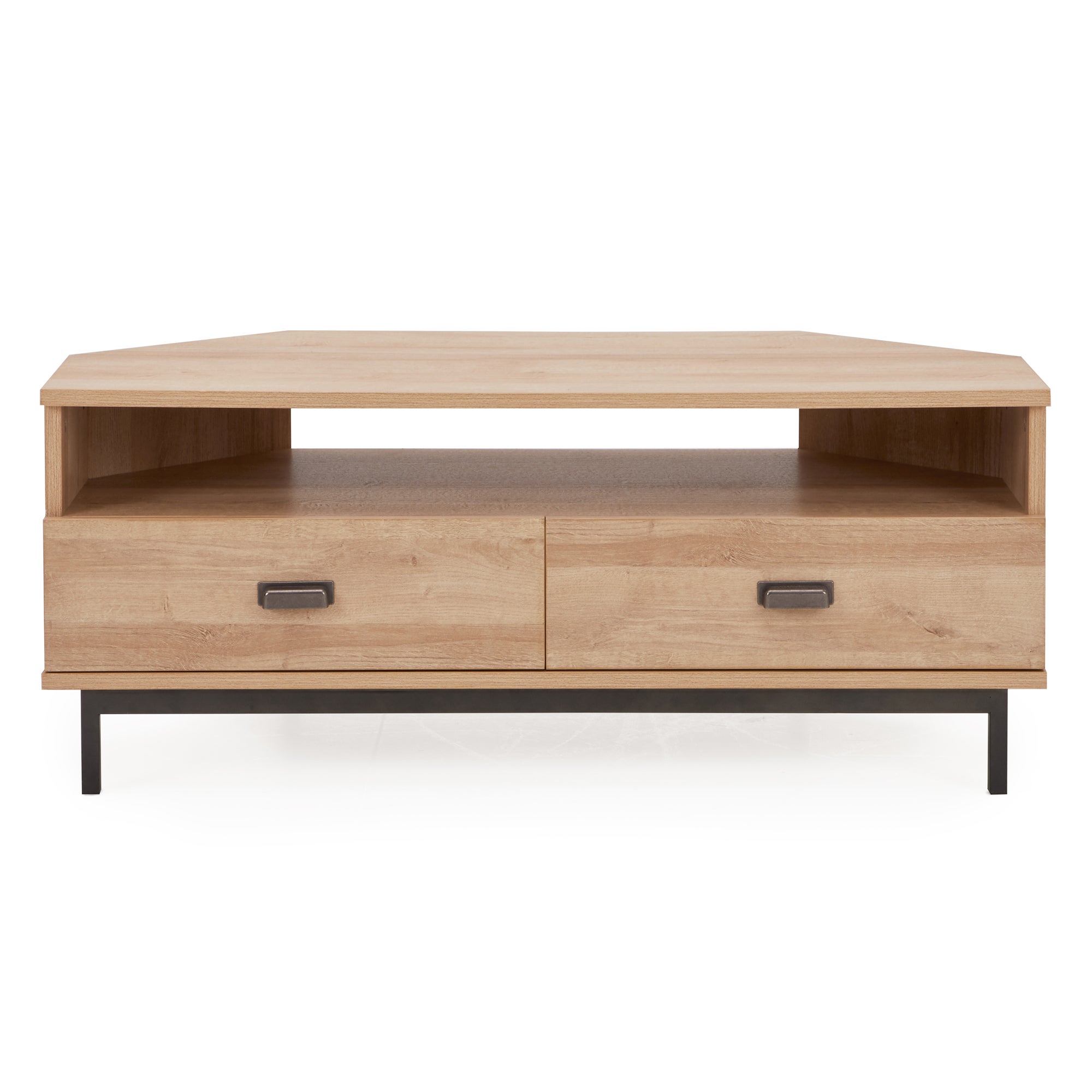 Fulton Oak Effect Corner TV Stand Light Oak