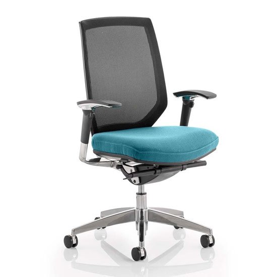Midas Black Back Office Chair With Maringa Teal Seat