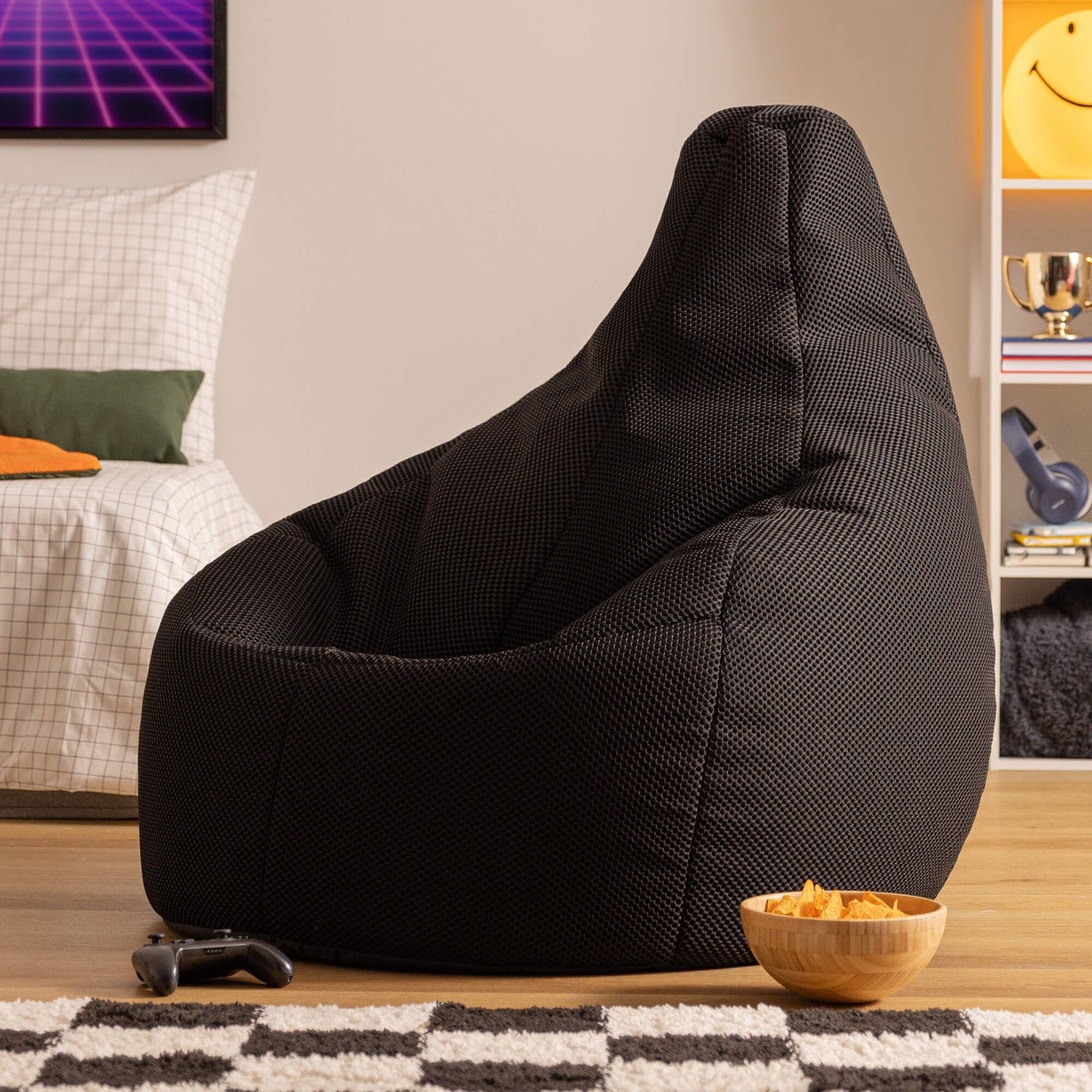icon Gaming Performance Mesh XL Recliner Bean Bag in Black