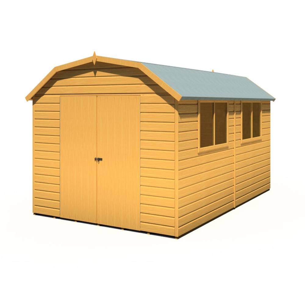 Shires Barn 12x8 DD Premium Sheds - L257.4 x W371.4 x H225.6 cm in Light Tan