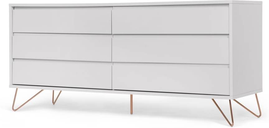 Elona wide chest of drawers, grey and copper