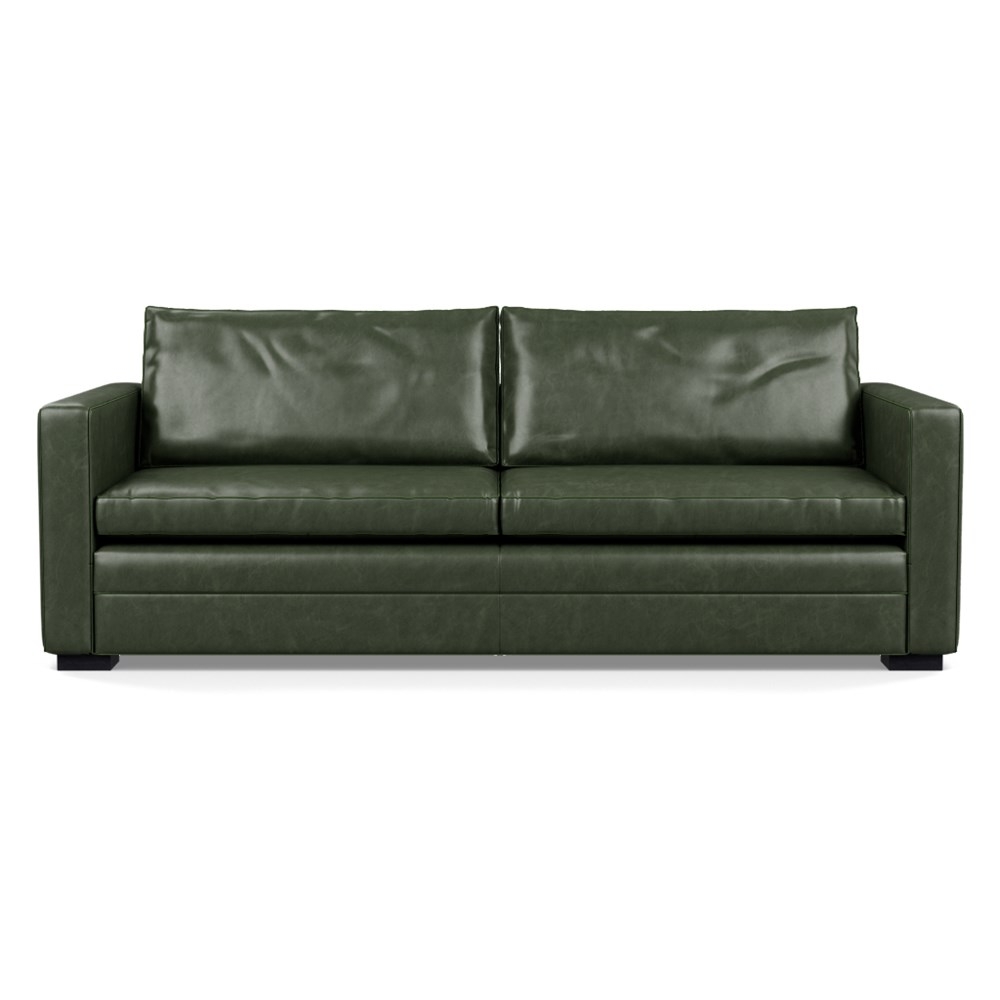 Heal's Palermo 4 Seater Sofa Stonewash Leather Vintage Green 278 Black Feet