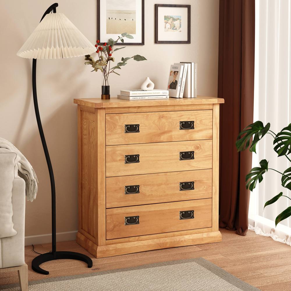 Cabinet Bits Lucca 4 Drawer Chest of Drawers Bras Drop Handle in Light Brown