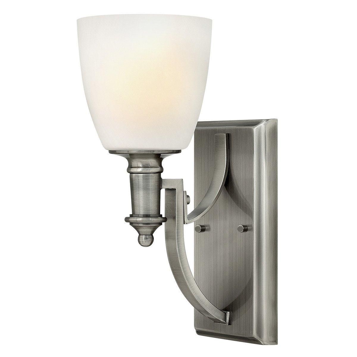 Netlighting Truman 1 Light Wall Light Antique Nickel Glass Shade E27 in Grey